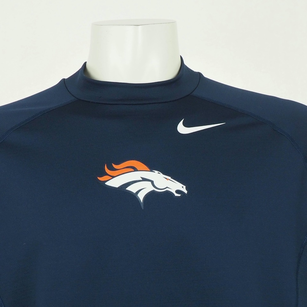 Nike Denver Broncos Hyperwarm NFL Mock Shirt Mens 2XL XXL Navy Blue Training - Picture 2 of 4